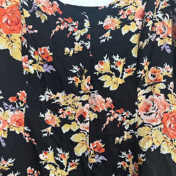 NWT RVCA Women’s Long Sleeve Floral Button Black Dress Size Small Originally$68 - Picture 2 of 9